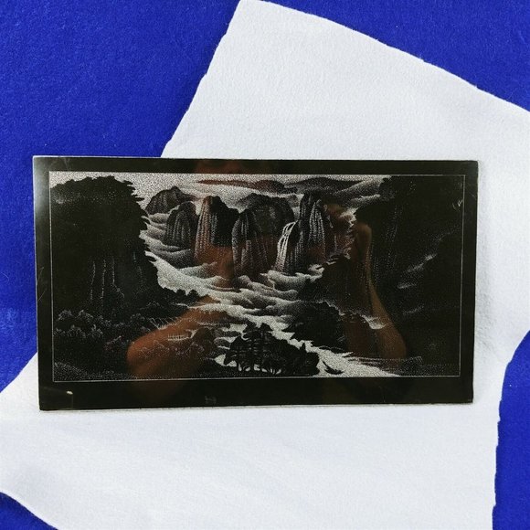 Decorative Art Tile Laser Engraved Outdoor Waterfall Scene 12" x 7" - Picture 10 of 10